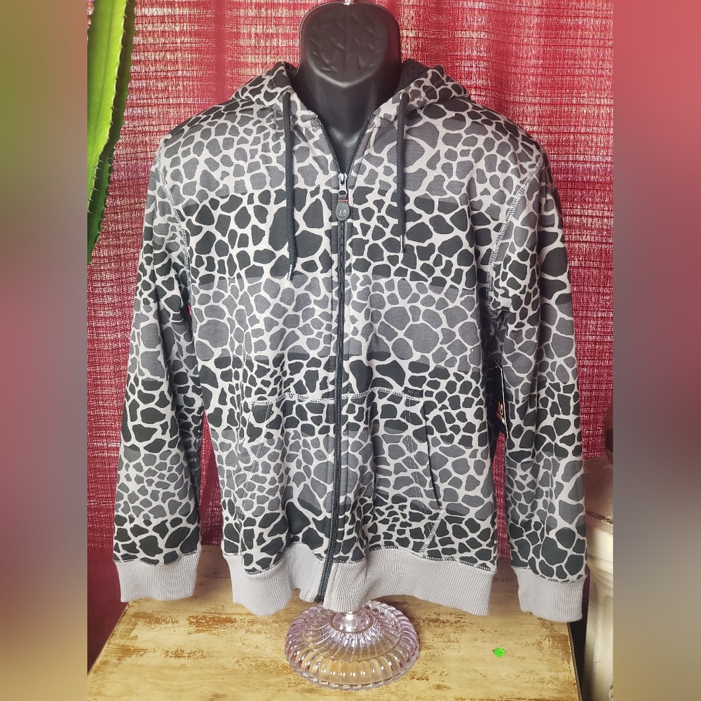 Amplify Young Mens Hoodie Giraffe Stone Pattern Long Sleeves With Ribbed Cuffs